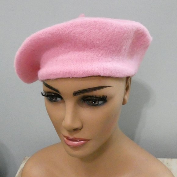 Stylish Fun Knit Beret Cap Hat Pink One Size Unisex